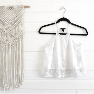 Forever21 White Lace Halter Tank Top